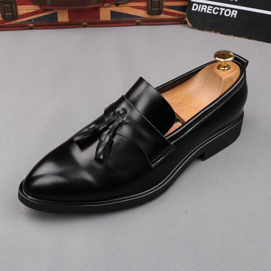 Black Pointed Head Tassels Dapper Mens Loafers Flats Dress Shoes Loafers Zvoof