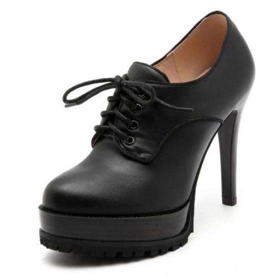 Black School Lace Up High Stiletto Heels Oxfords Shoes O ...