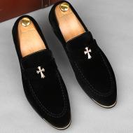 Black Suede Gold Cross Prom Business Mens Loafers Dress Shoes