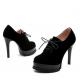 Black Suede School Lace Up High Stiletto Heels Oxfords Shoes Oxfords Zvoof