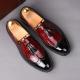 Burgundy Patent Tassels Dapper Mens Loafers Flats Dress Shoes Loafers Zvoof