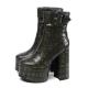 Green Croc Gothic Platforms Chunky High Heels Ankle Boots Shoes Platforms Zvoof