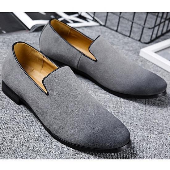 Grey Suede Dapper Mens Prom Loafers Dress Shoes Loafers Zvoof