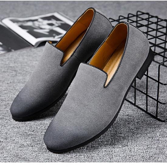 grey suede men's casual shoes