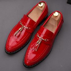 Red Patent Tassels Prom Business Mens Loafers Dress Shoes