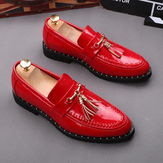 Red Patent Tassels Prom Business Mens Loafers Dress Shoes ...