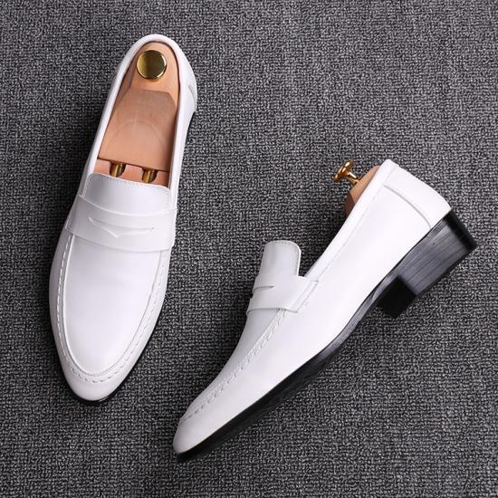 White Pointed Head Business Mens Loafers Dress Shoes Loafers