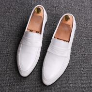 White Pointed Head Business Mens Loafers Dress Shoes