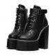 Black Sneakers Chunky Platforms Sole High Heels Ankle Boots Super High Heels Zvoof
