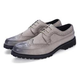 Grey Wingtip Vintage Dapper Mens Prom Oxfords Dress Shoes	
