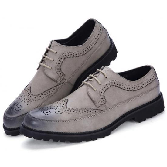 Grey Wingtip Vintage Dapper Mens Prom Oxfords Dress Shoes Oxfords Zvoof