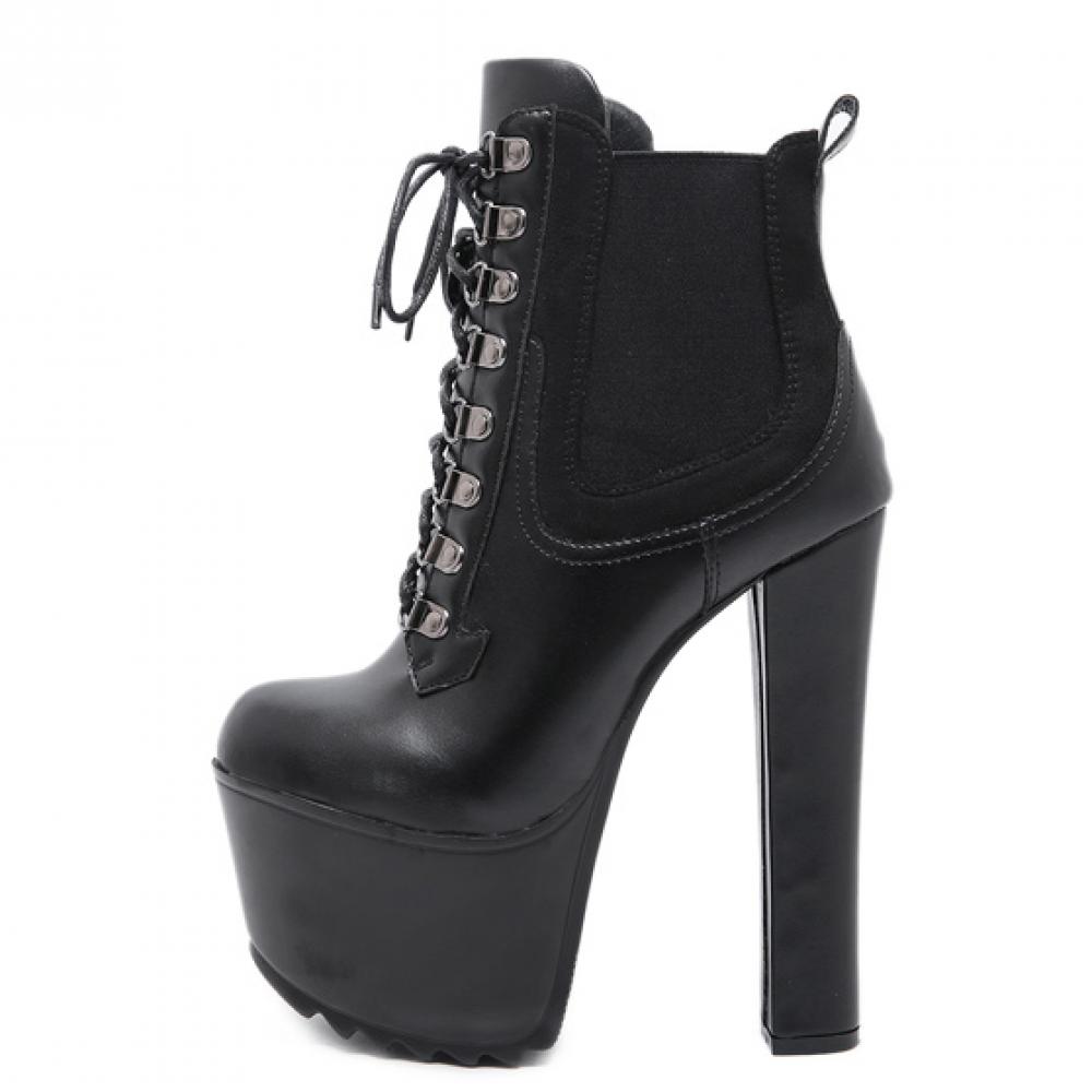 Black Lace Up Funky Punk Rock Platforms Super High Heels ...