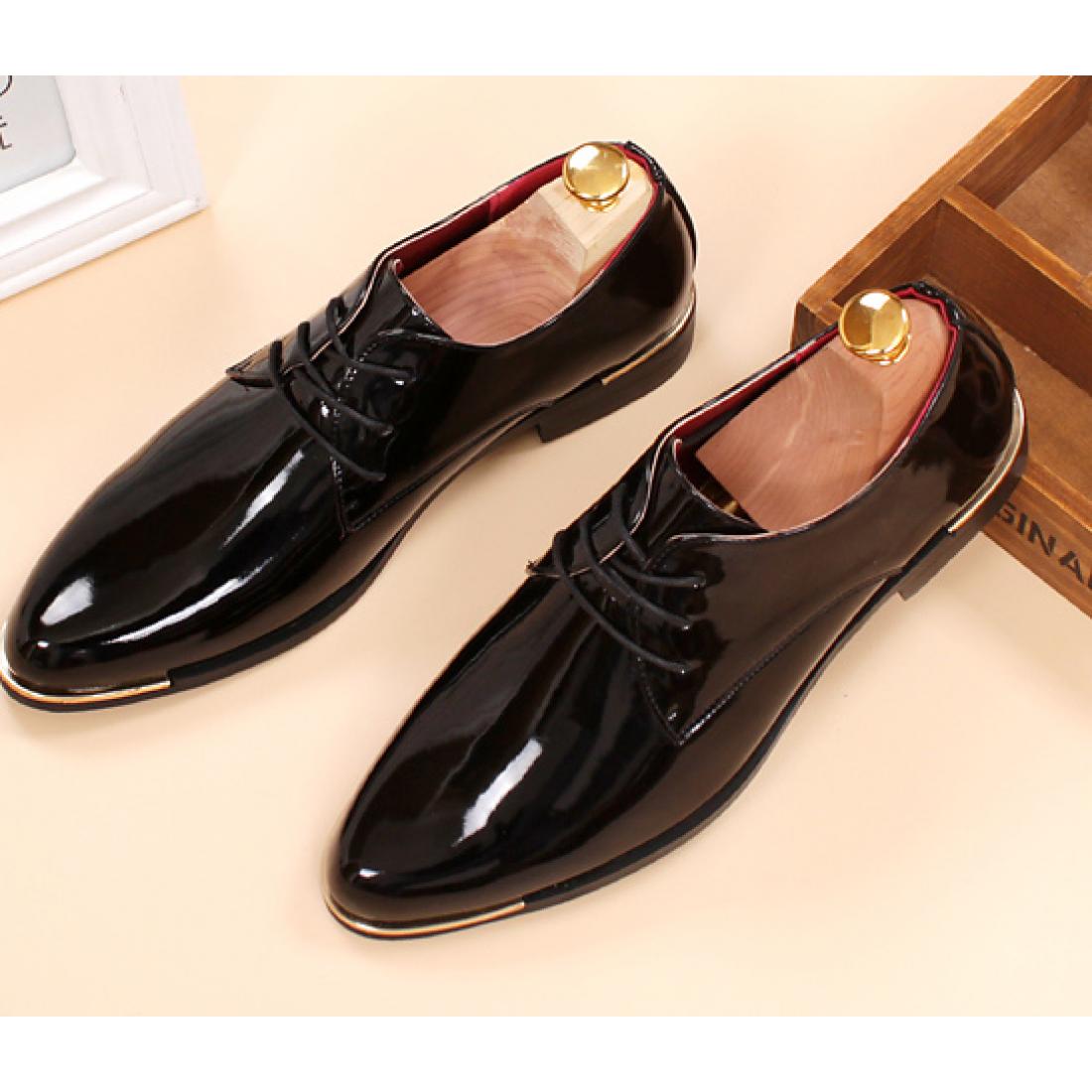 Black Patent Dapper Mens Prom Oxfords Business Dress Shoes ...