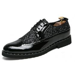 Black Patent Glitters Lace Up Bling Bling Mens Oxfords Dress Shoes