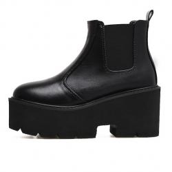 Black Platforms Sole Heels Gothic Punk Rock Chelsea Ankle Boots