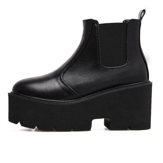 Black Platforms Sole Heels Gothic Punk Rock Chelsea Ankle Boots Platforms Zvoof
