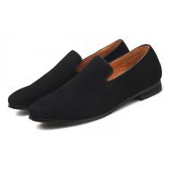 Black Suede Dapper Mens Prom Loafers Dress Shoes