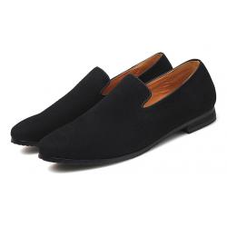 Black Suede Dapper Mens Prom Loafers Dress Shoes