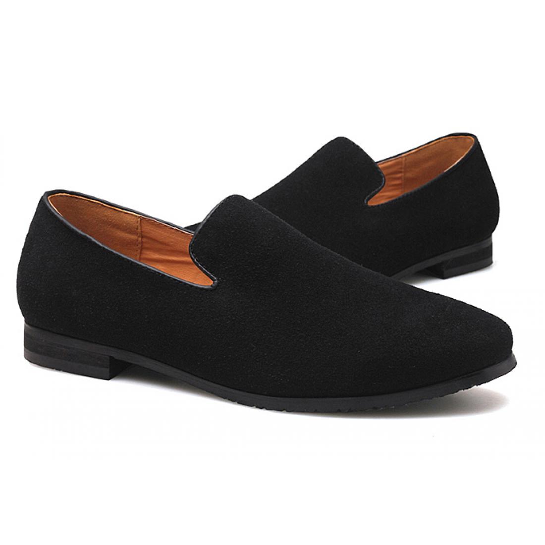 Black Suede Dapper Mens Prom Loafers Dress Shoes Loafers