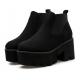Black Suede Platforms Sole Heels Gothic Chelsea Ankle Boots Platforms Zvoof