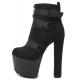 Black Suede Strappy Platforms Sole Super High Heels Boots Super High Heels Zvoof