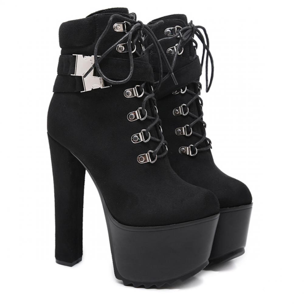 Black Suede Straps Punk Rock Gothic Platforms Super High ...