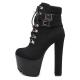 Black Suede Straps Punk Rock Gothic Platforms Super High Heels Boots Super High Heels Zvoof