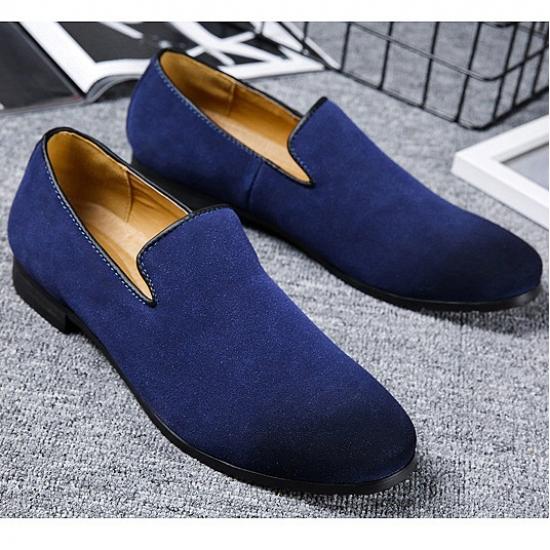Blue Navy Suede Dapper Mens Prom Loafers Dress Shoes Loafers Zvoof