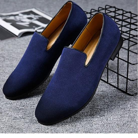 Blue Navy Suede Dapper Mens Prom Loafers Dress Shoes Loafers Zvoof