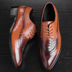Brown Lace Up Pointed Head Formal Mens Oxfords Dress Shoes