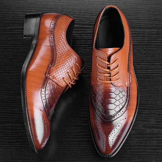 Mens Leather Look Brogue Lace Up Pointed Formal Italian Shoes By Belide 