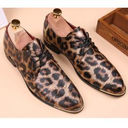 Brown Leopard Mens Prom Oxfords Business Dress Shoes