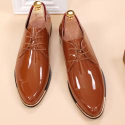 Brown Patent Dapper Mens Oxfords Business Dress Shoes