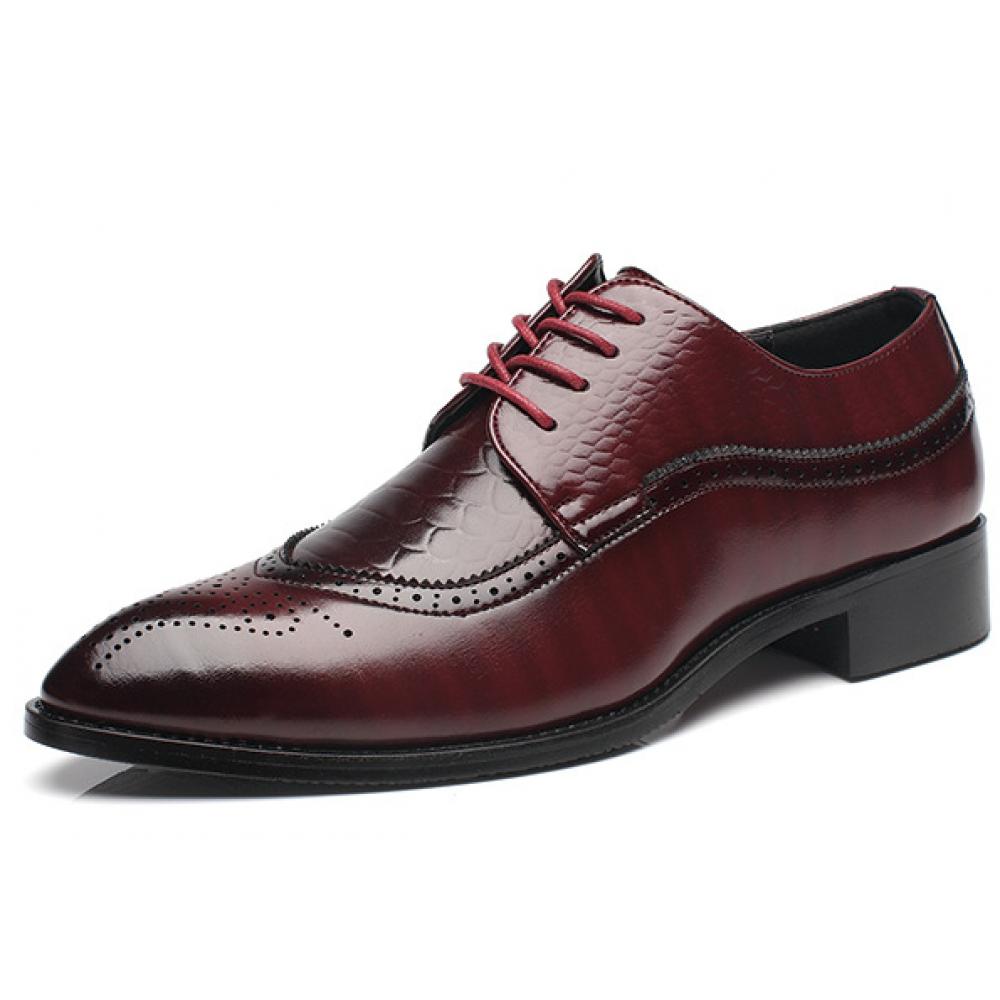 Burgundy Lace Up Pointed Head Formal Mens Oxfords Dress Shoes ...
