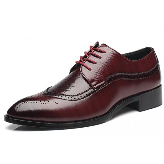 Burgundy Lace Up Pointed Head Formal Mens Oxfords Dress Shoes Oxfords Zvoof