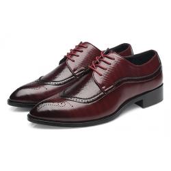Burgundy Lace Up Pointed Head Formal Mens Oxfords Dress Shoes