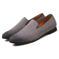 Grey Suede Dapper Mens Prom Loafers Dress Shoes
