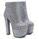 Silver Glitters Bling Bling Platforms Super High Heels Ankle Boots Super High Heels Zvoof