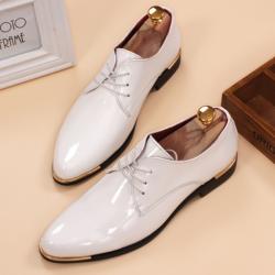 White Patent Dapper Mens Prom Oxfords Business Dress Shoes
