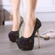Black Glitters Bling Bling Bridal Platforms Super High Stiletto Heels Shoes