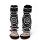 Black Beads Ankle Cuff Tribal High Stiletto Heels Sandals Shoes Sandals Zvoof