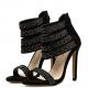 Black Bling Straps Sexy Gown Evening High Stiletto Heels Sandals Shoes Sandals Zvoof
