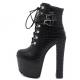 Black Croc Straps Punk Rock Platforms Super High Heels Boots Super High Heels Zvoof