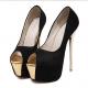 Black Gold Gown Peep Toe Platforms Super High Stiletto Heels Shoes Super High Heels Zvoof