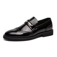 Black Patent Dapper Mens Wing Tip Baroque Loafers Dress Shoes