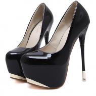 Black Patent Glossy Party Platforms Super High Stiletto Heels Shoes