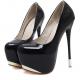 Black Patent Glossy Party Platforms Super High Stiletto Heels Shoes Super High Heels Zvoof