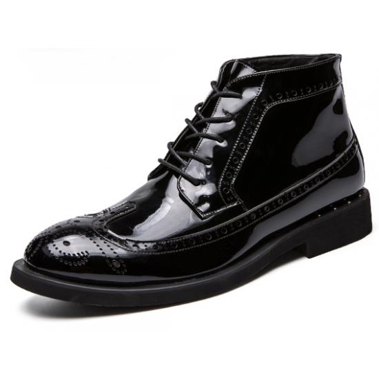 Black Patent Mens Baroque Wingtip Booties Ankle Boots Shoe Men s Boots Zvoof
