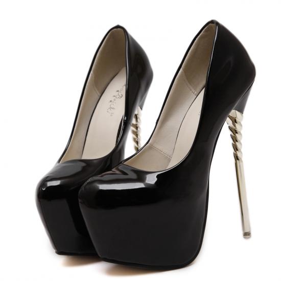 Black Patent Sexy Platforms Swirl Super High Stiletto Heels ...