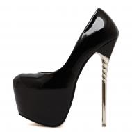 Black Patent Sexy Platforms Swirl Super High Stiletto Heels Shoes